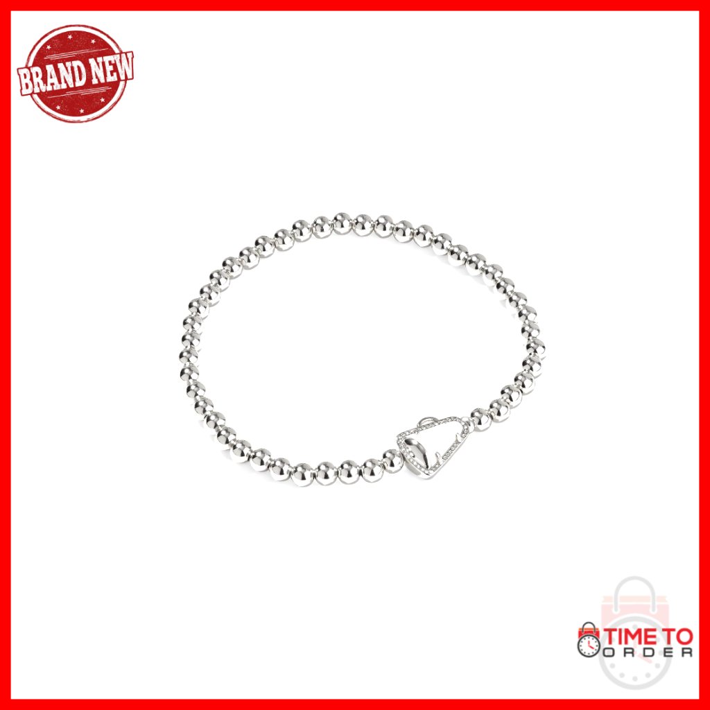 Stretch Bracelet With Megaphone Charm, Rhodium-Plated Brass, 6.5" Circumference